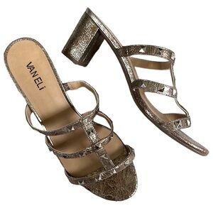 Vaneli Metallic Strappy Heeled Sandals